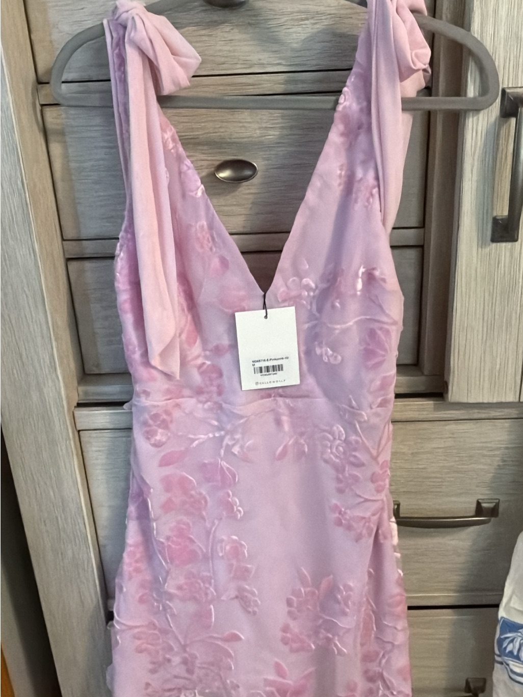 Hello Molly Light Pink Floral Tie-Shoulder Dress